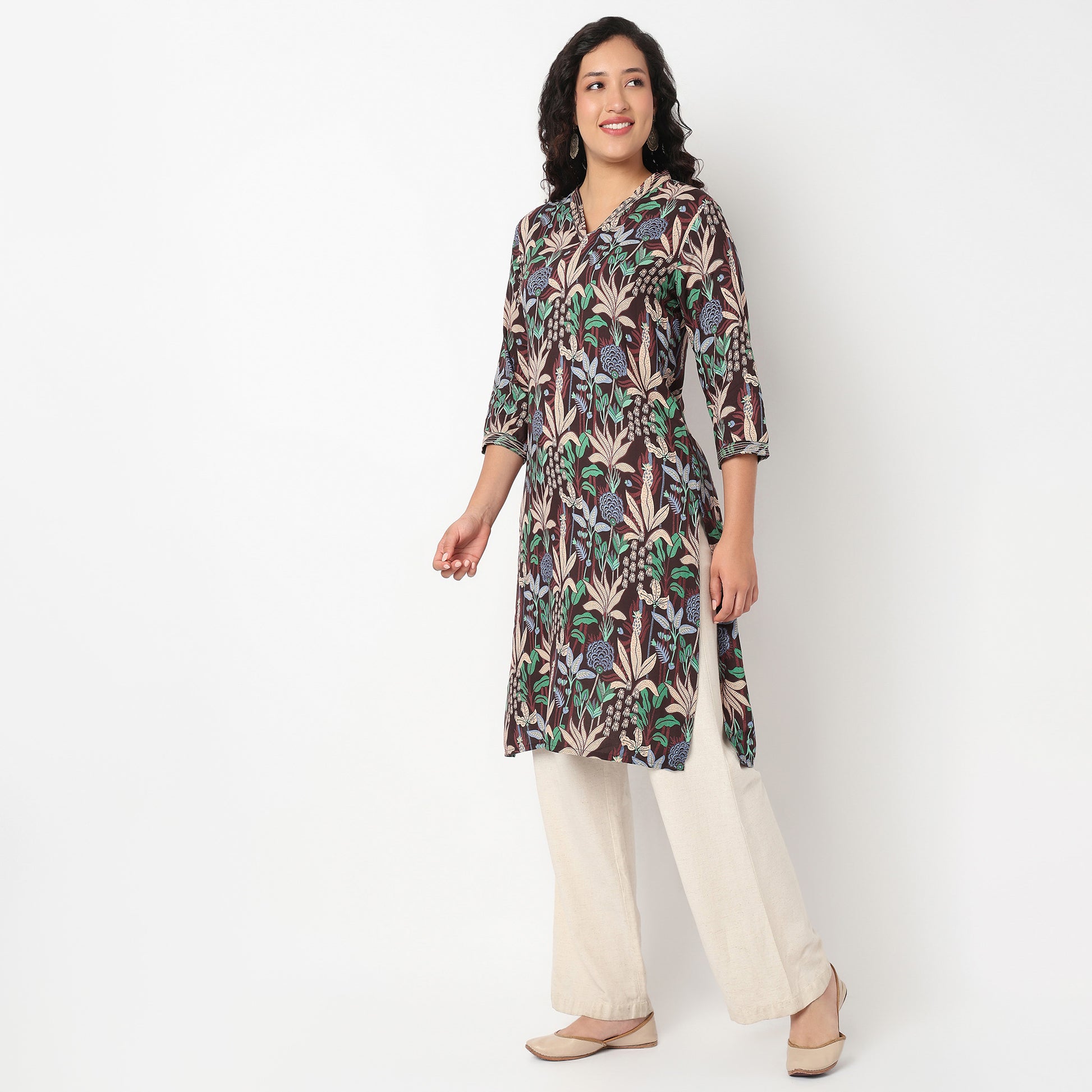 Printed Round Neck Long Kurta