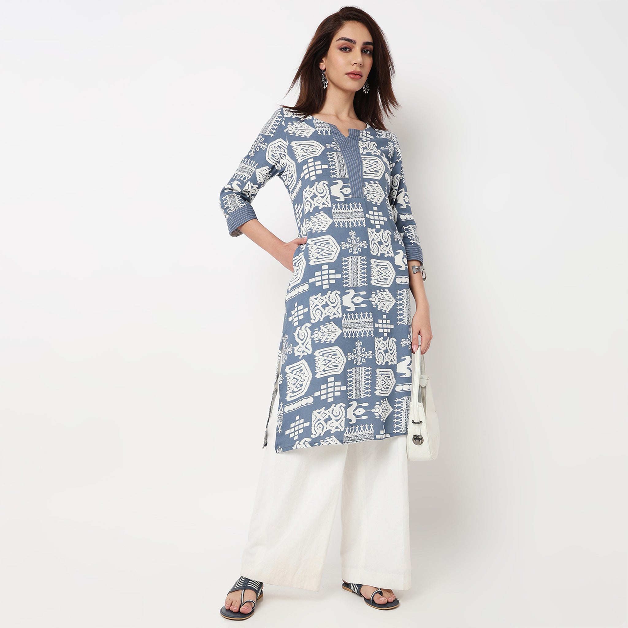 Printed Slit Long Kurta