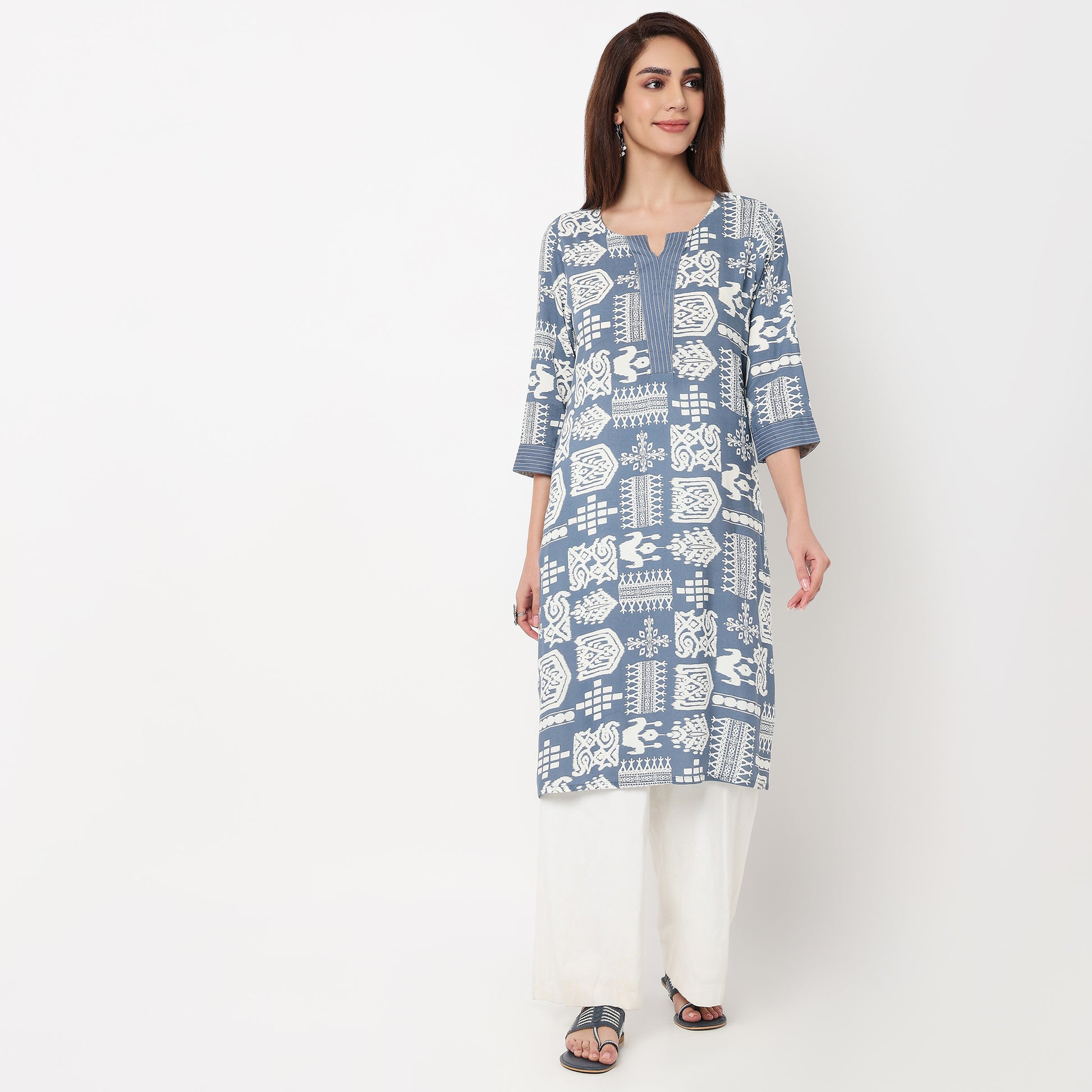 Printed Slit Long Kurta