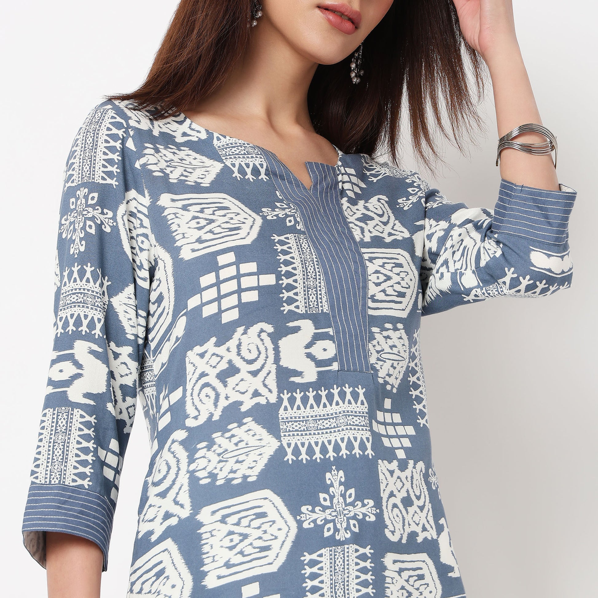 Printed Slit Long Kurta