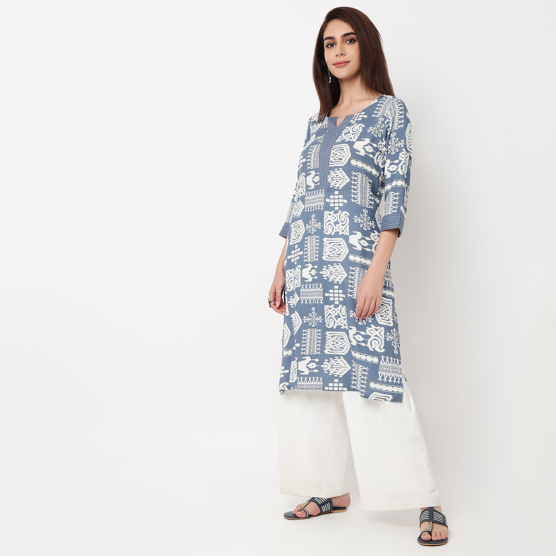 Printed Slit Long Kurta