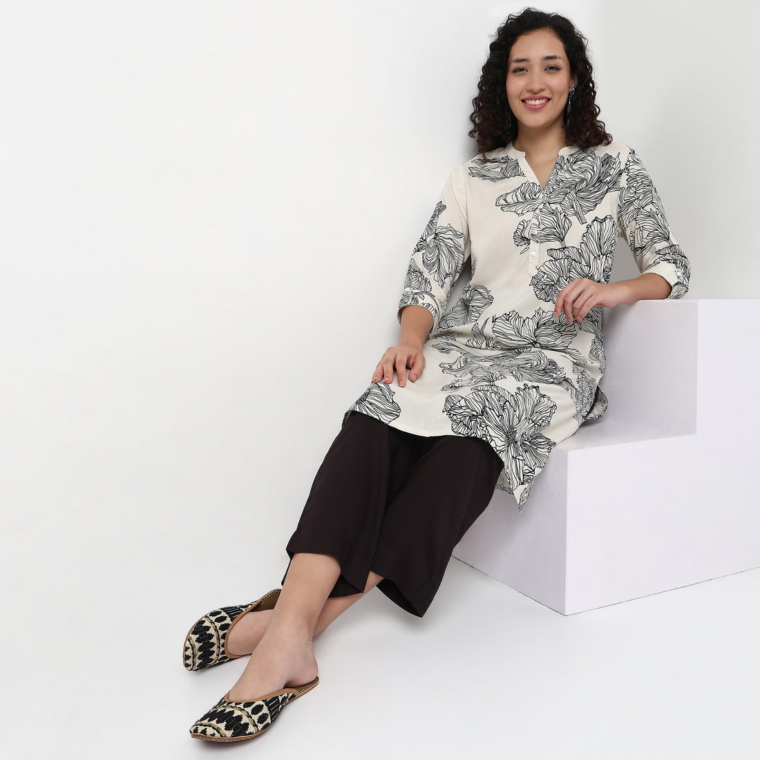 Half Placket Straight Kurta