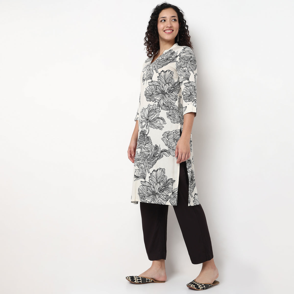 Half Placket Straight Kurta