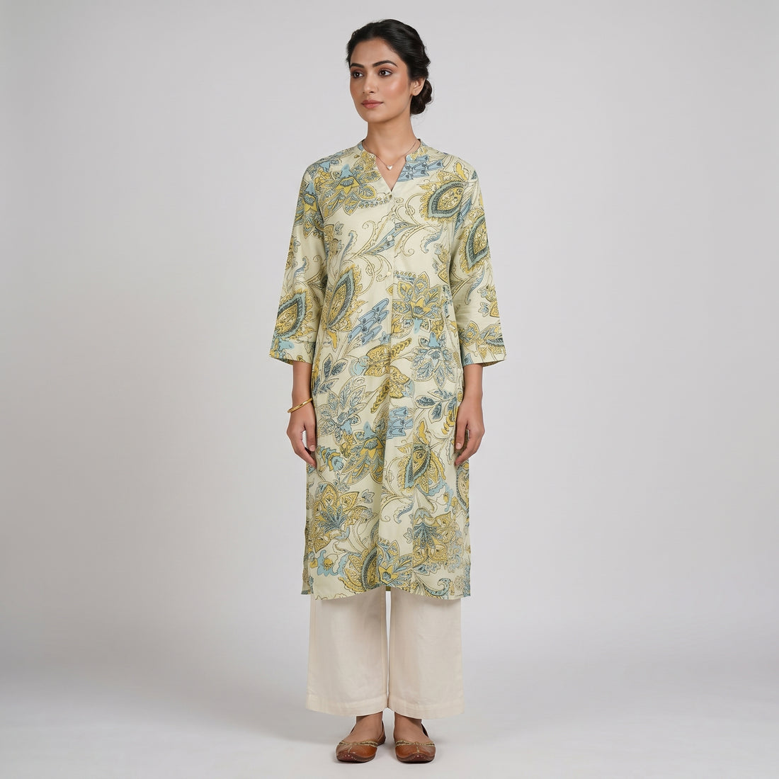 Full Placket Printed Long Kurta