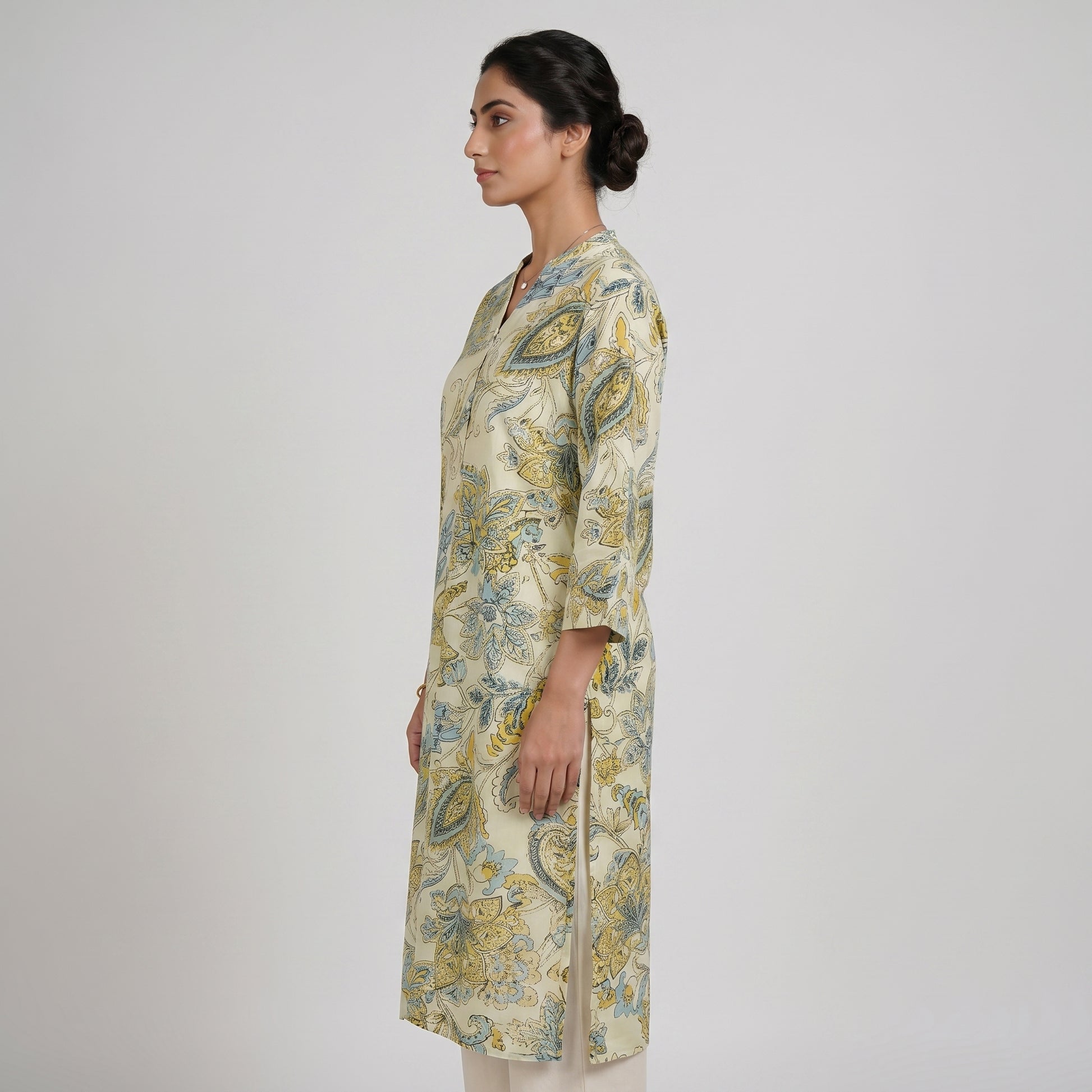 Full Placket Printed Long Kurta