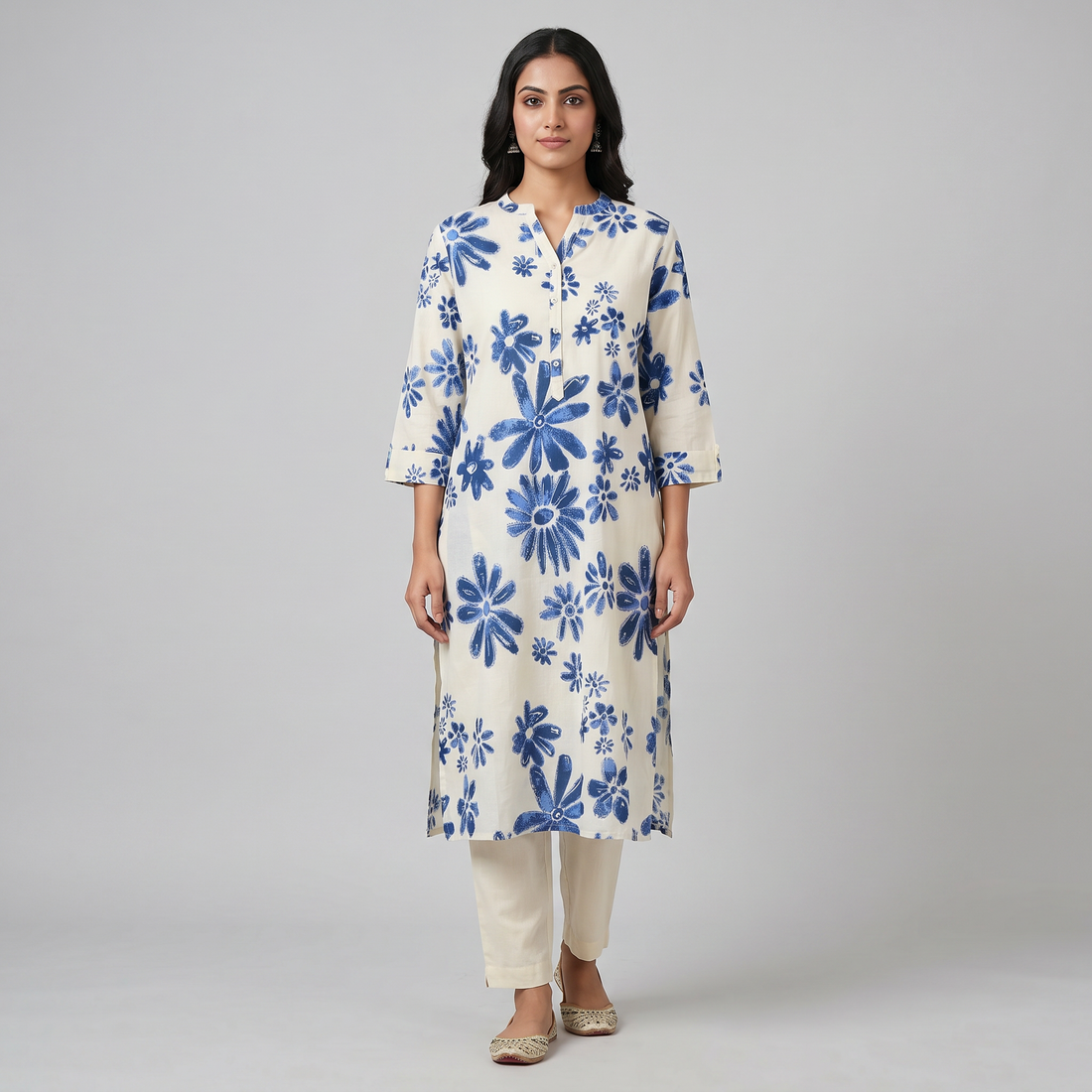Half Placket Long Kurta