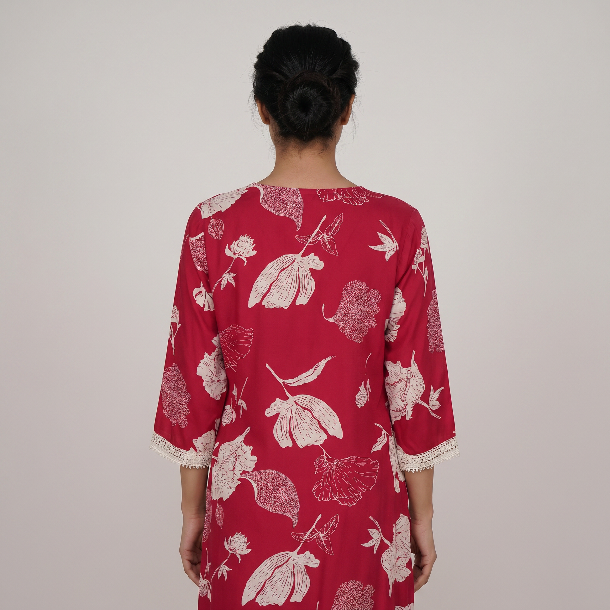 Printed V-Neck Long Kurta