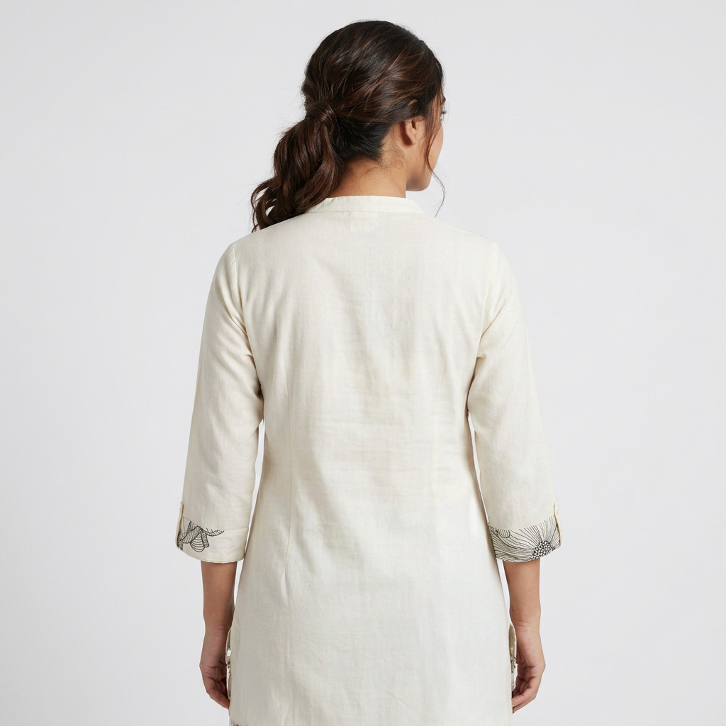 Printed Half Placket Long Kurta
