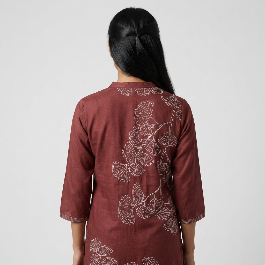 Embroidered Half Placket Long Kurta