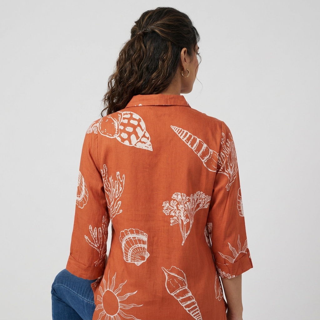 Cotton Printed Half Placket Long Kurta