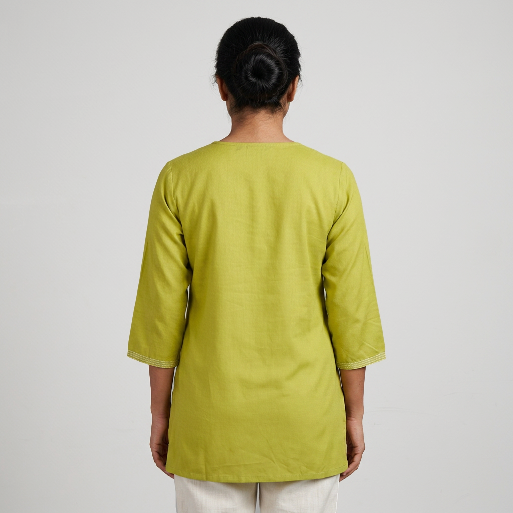 Embroidered V-Neck Short Kurta