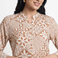 Printed Band Neck Short Kurta