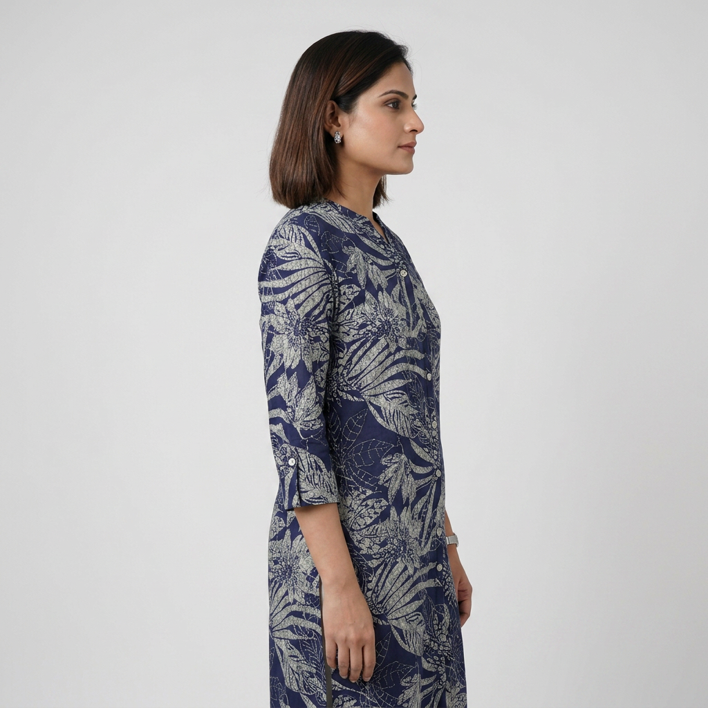 Printed Full Placket Button Down Kurta
