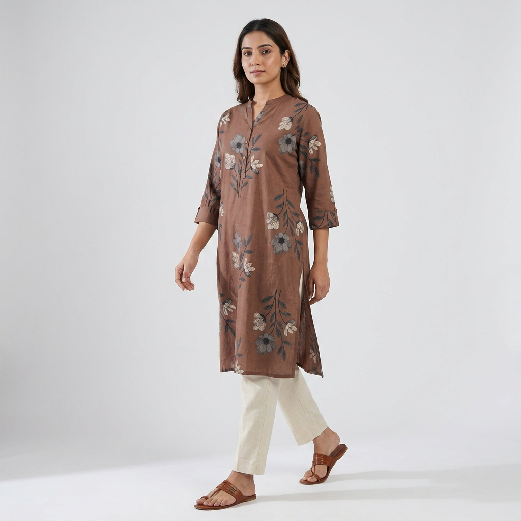 Cotton Printed Half Placket Kurta