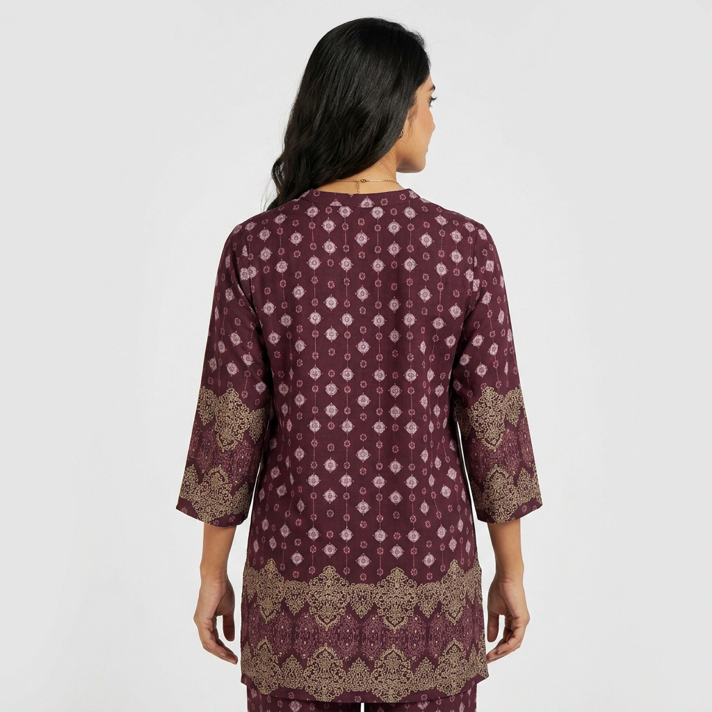 Printed Half Placket Placement Short Kurta