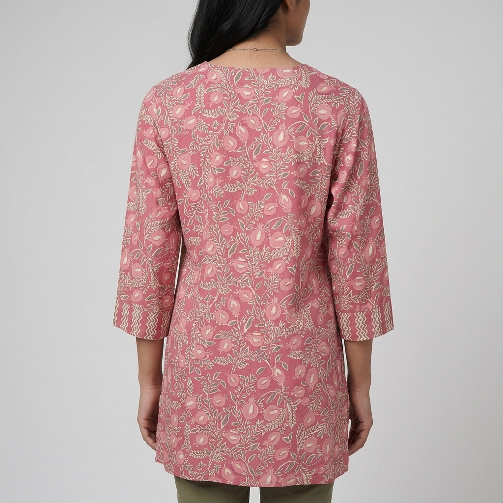 Printed V Neck Short Kurta