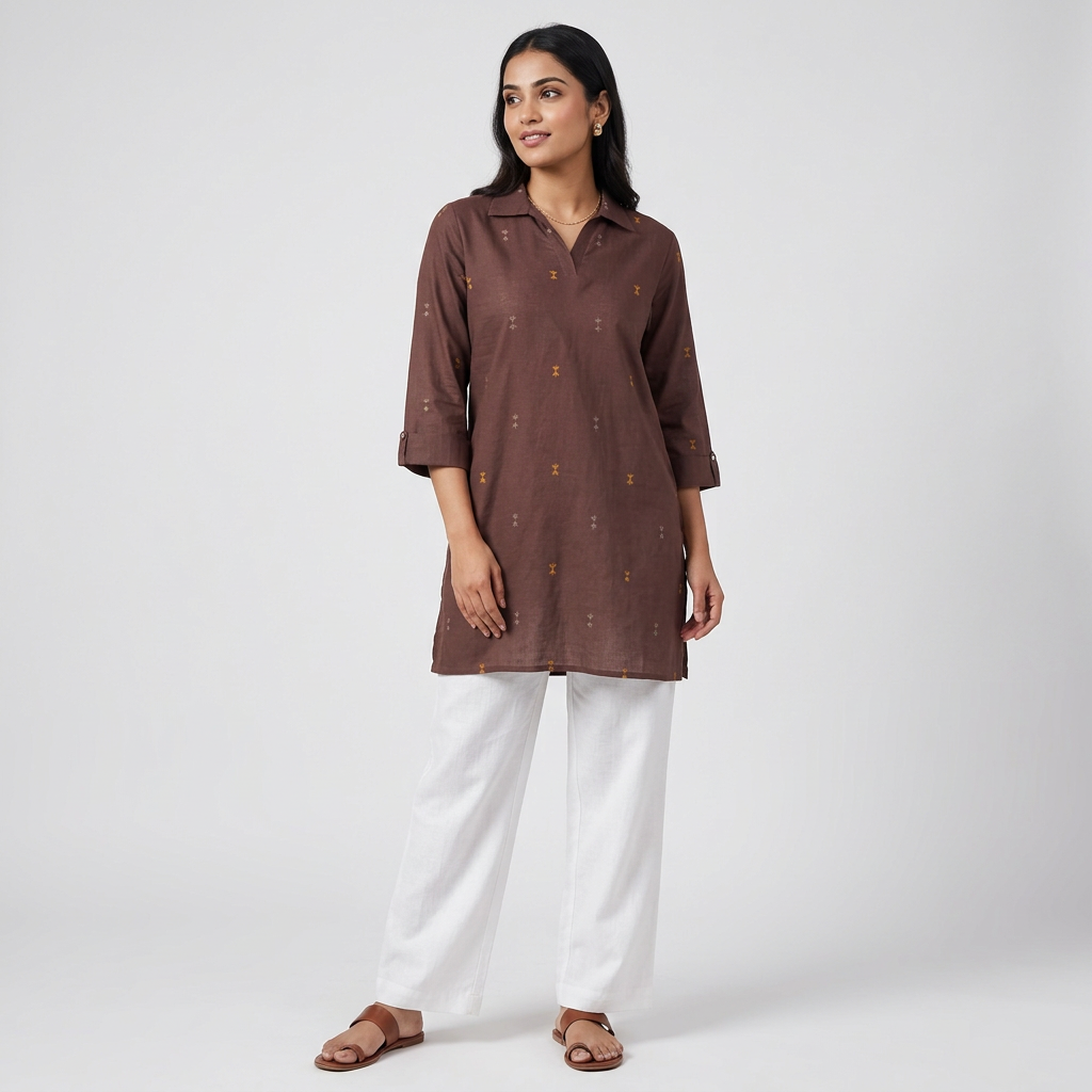 Cotton Embroidered Short Kurta