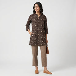 Printed Half Placket Short Kurta