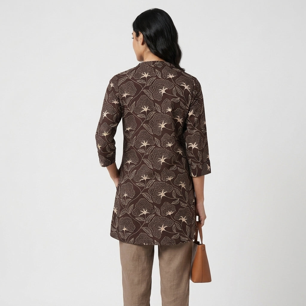 Printed Half Placket Short Kurta