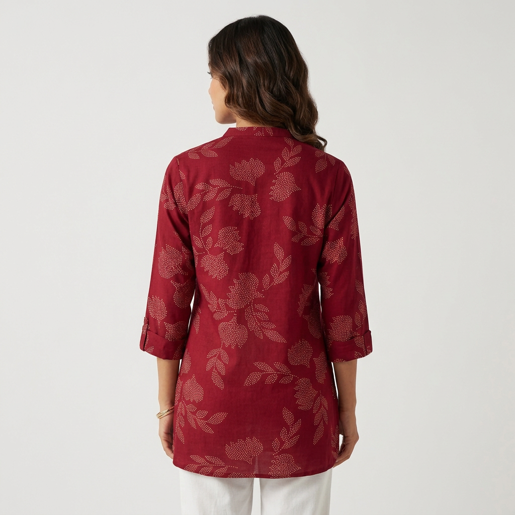 Printed Half Placket Short Kurta