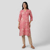 Printed Kurti with Band Collar V Notch Half Placket