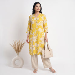 Printed Band Collar Kurta