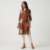 Printed Shirt Collar Half Placket Kurta