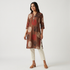 Printed Shirt Collar Half Placket Kurta