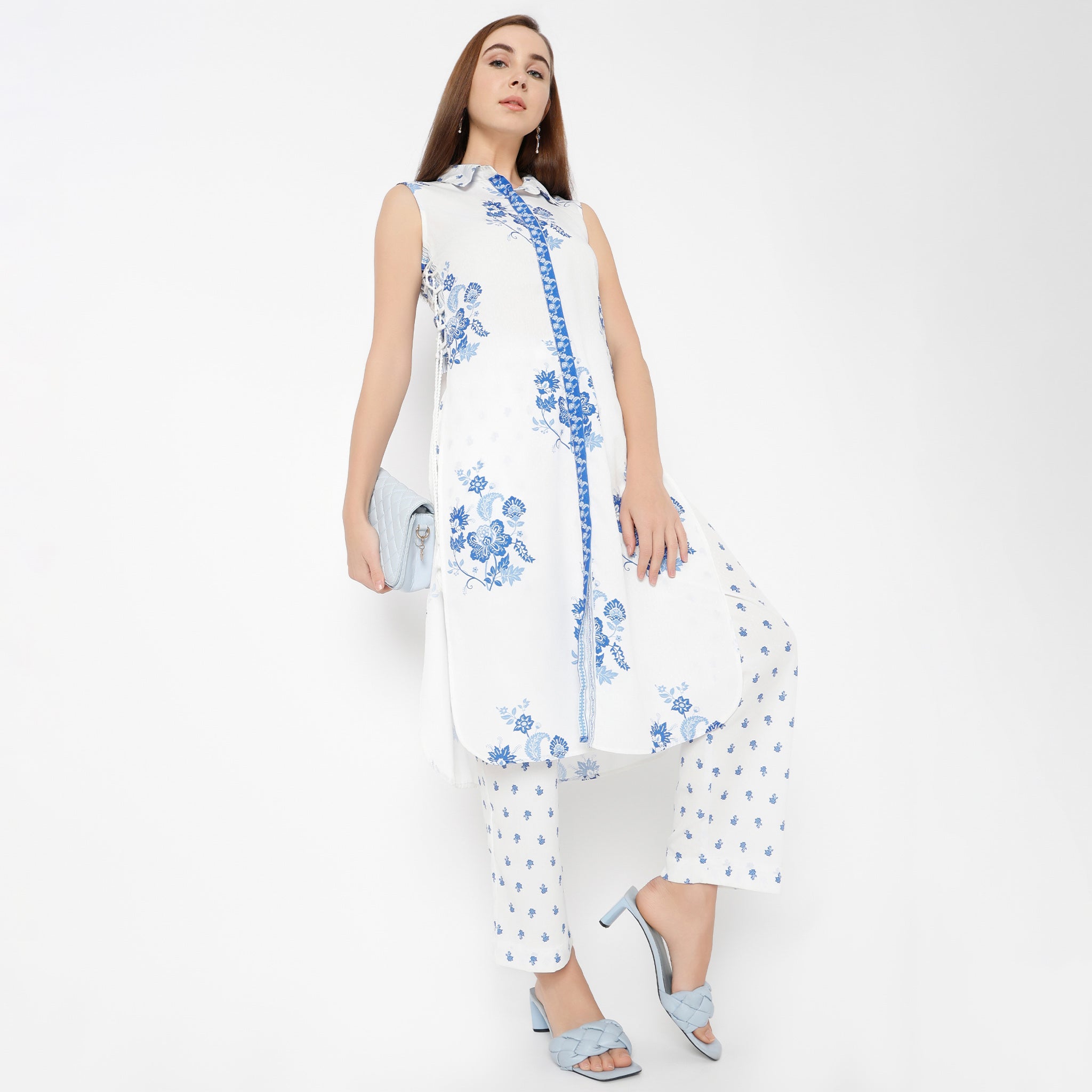 Straight Fit Printed Ankle Length Mid Rise Pants