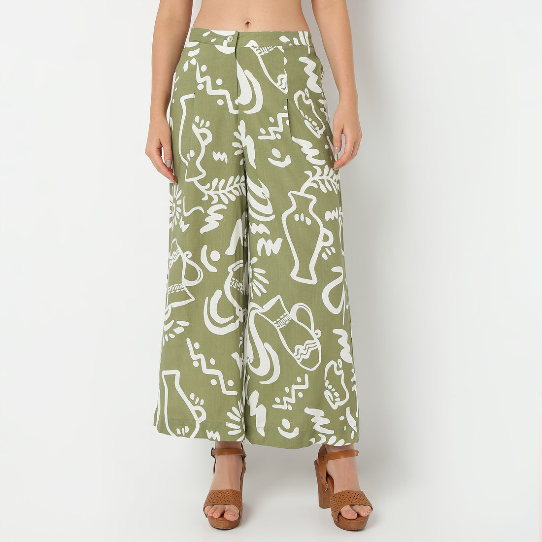 Ankle Length Printed Straight Fit Pants