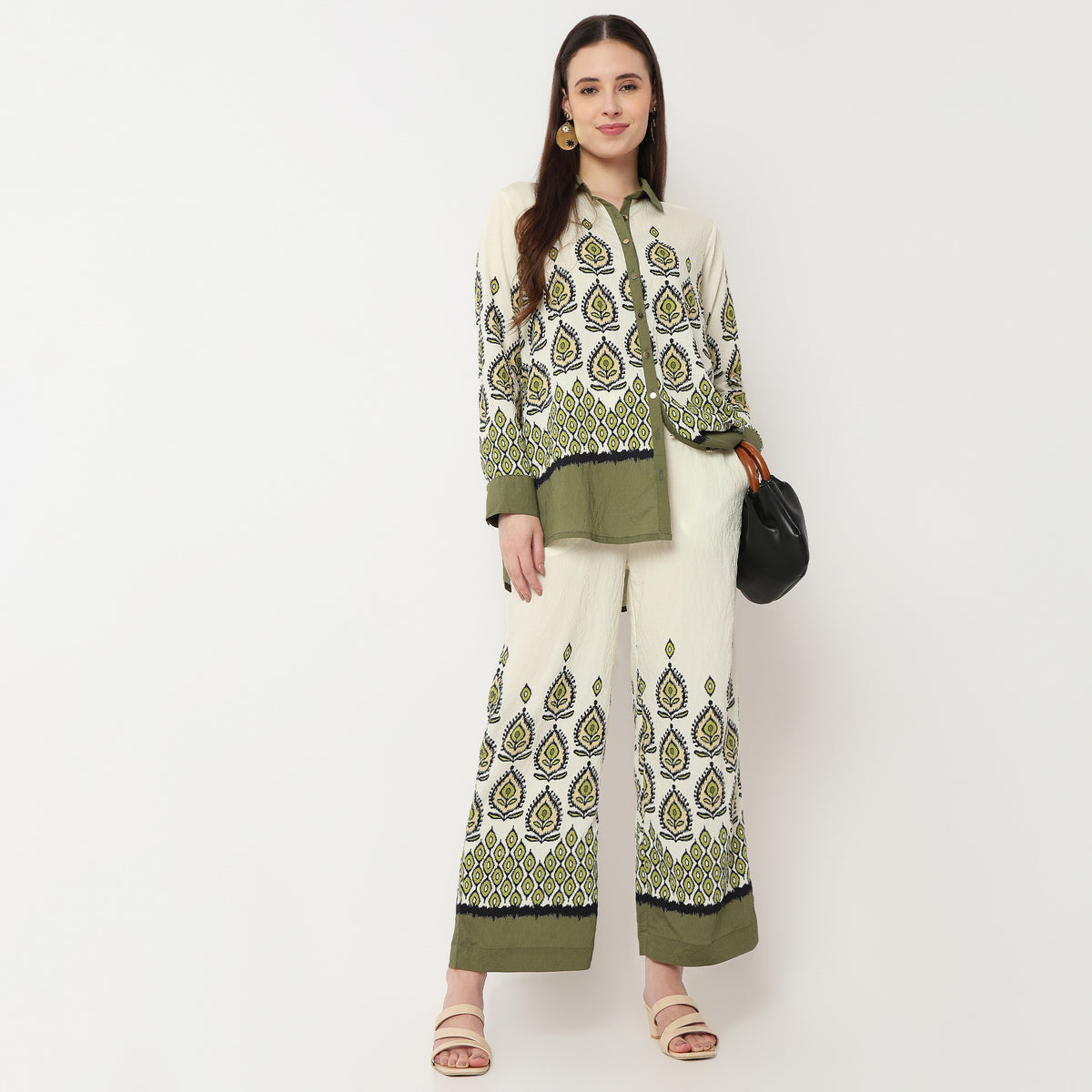 Printed Flared High Rise Pants