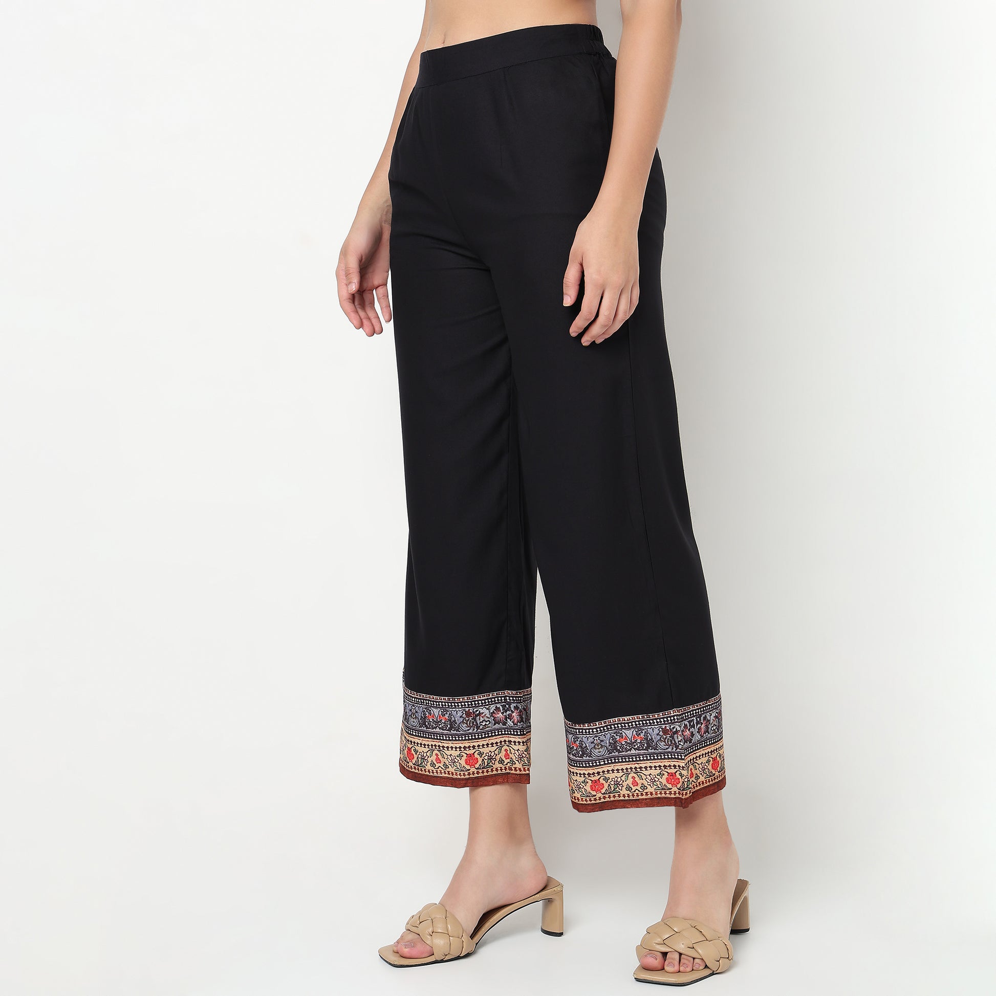 Buy Women Straight Fit Printed Ankle Length High Rise Pants  - Style Union