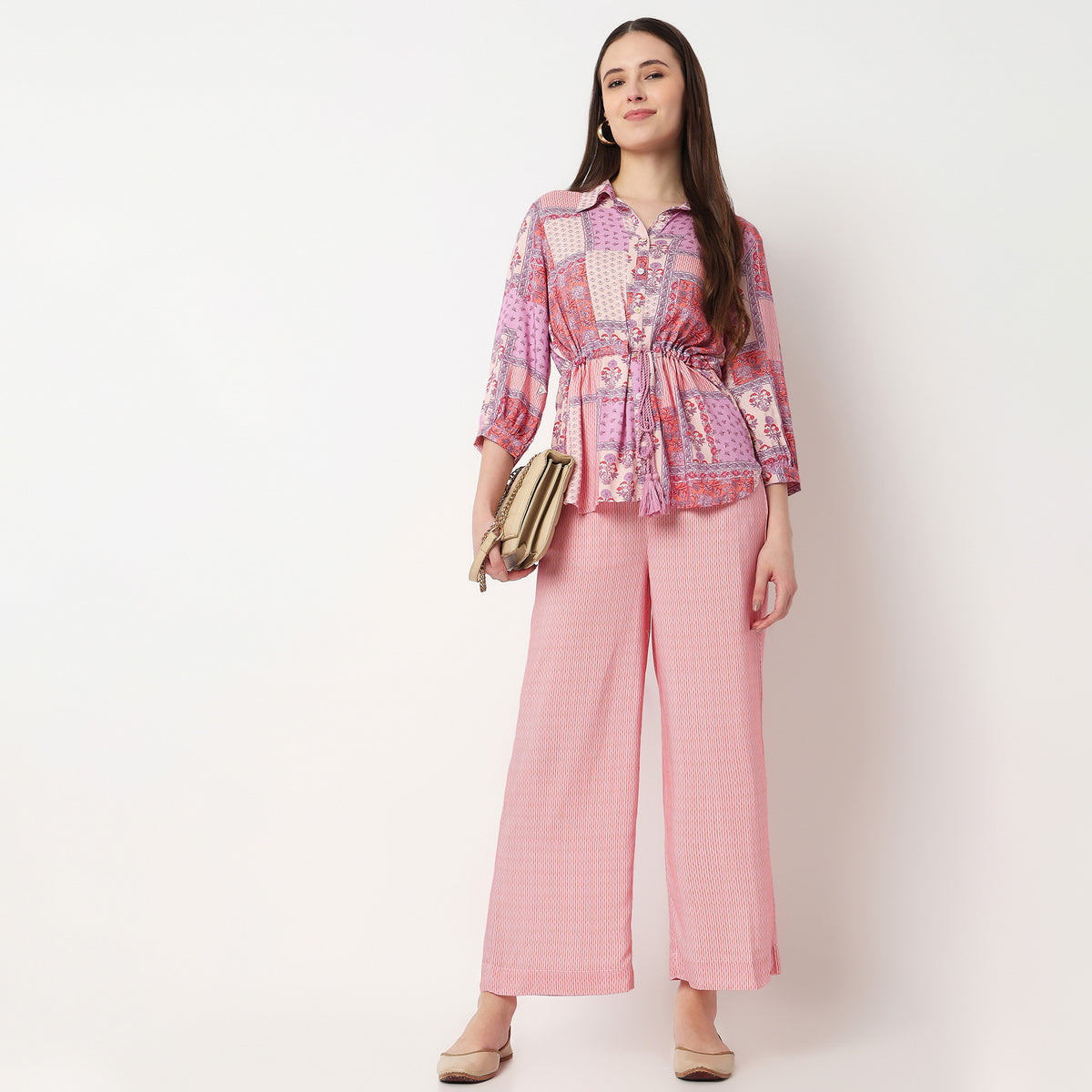 Printed Flared High Rise Pants