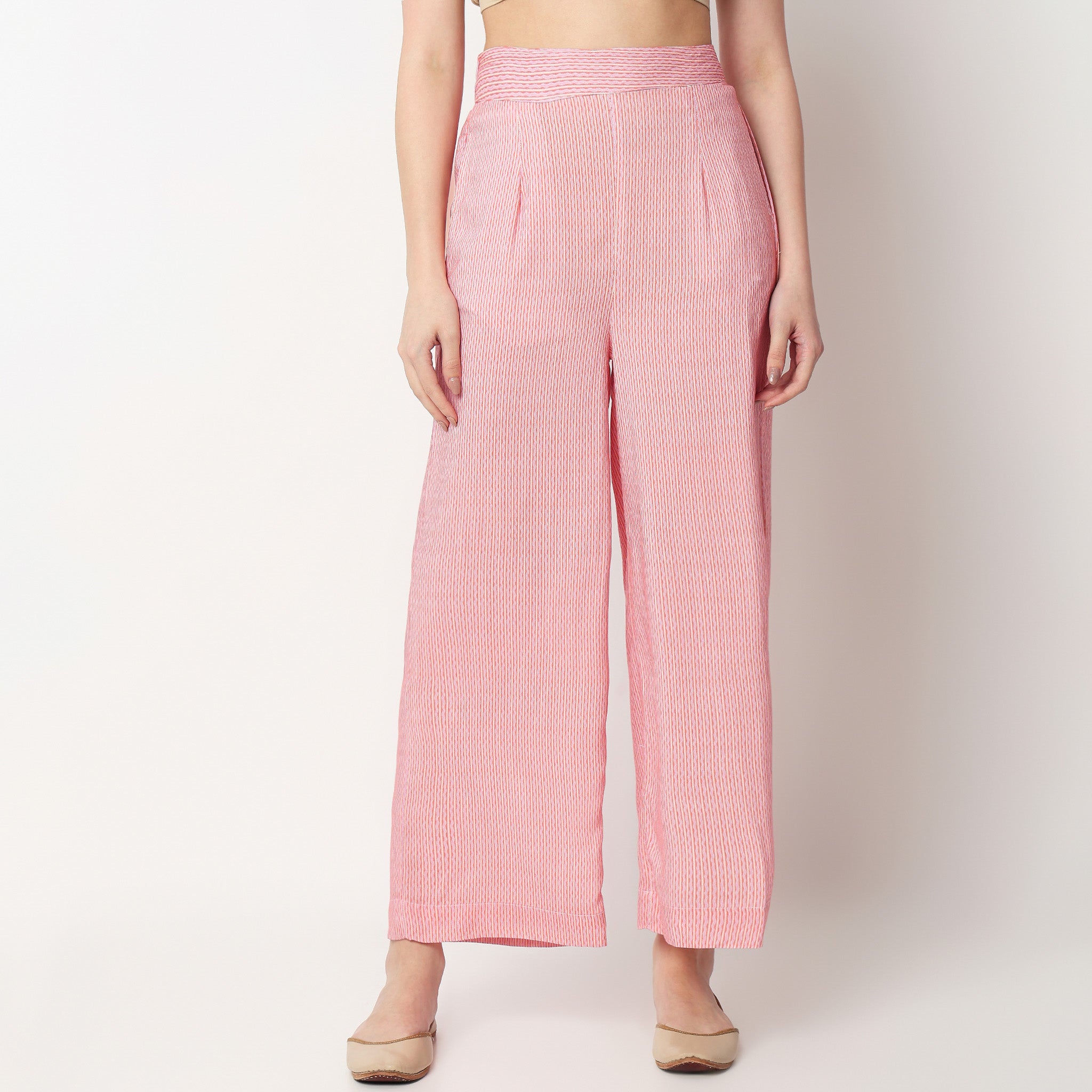 Printed Flared High Rise Pants