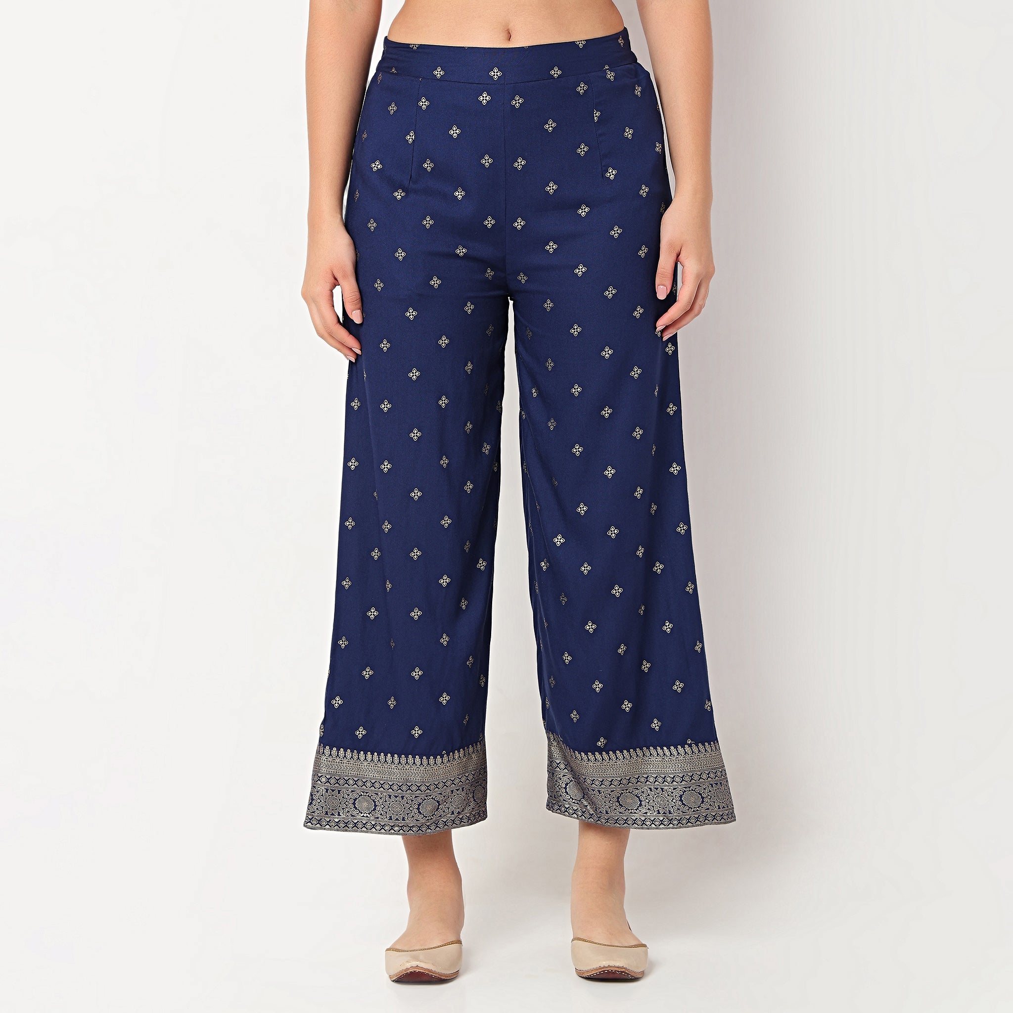 Printed Flared High Rise Pants