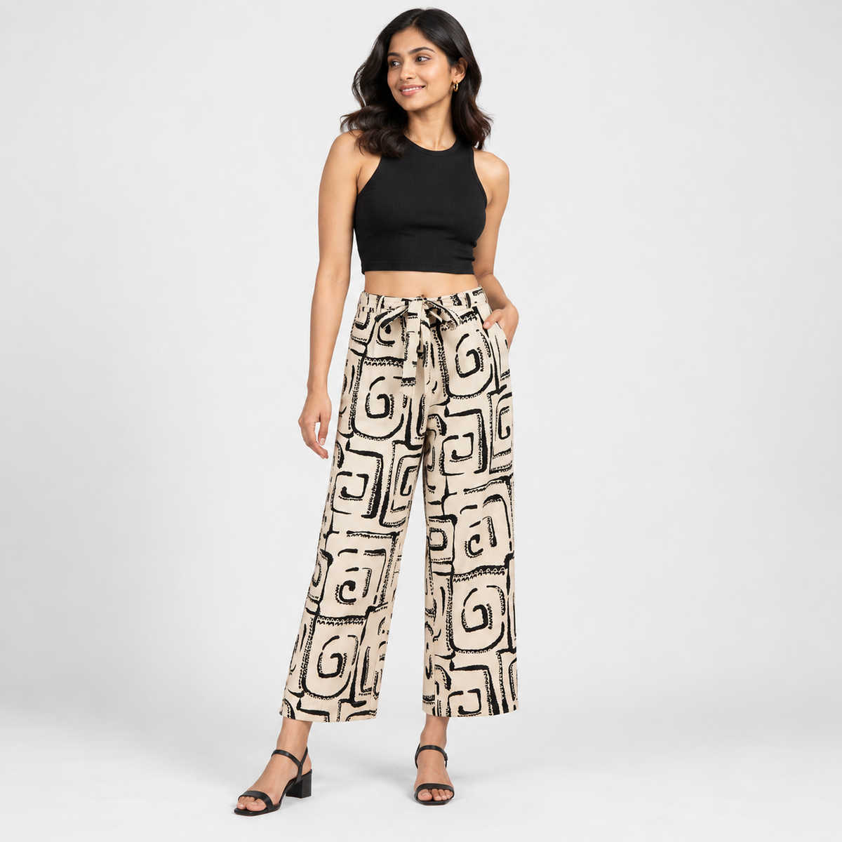 Printed Flared High Rise Pants
