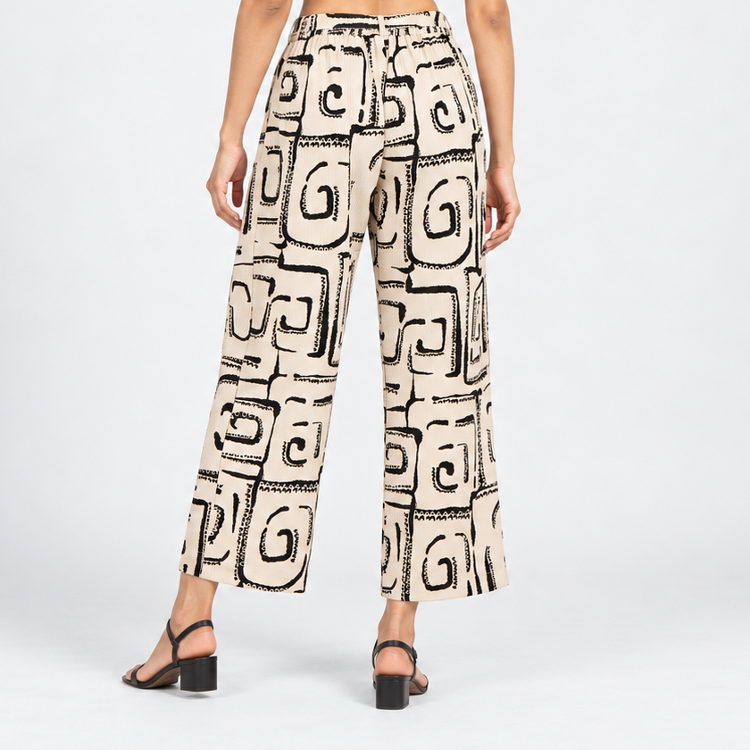 Printed Flared High Rise Pants