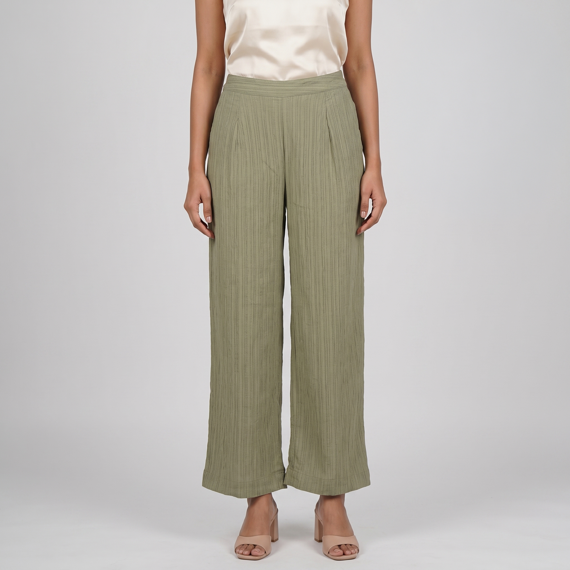 Structured High Rise Straight Pants