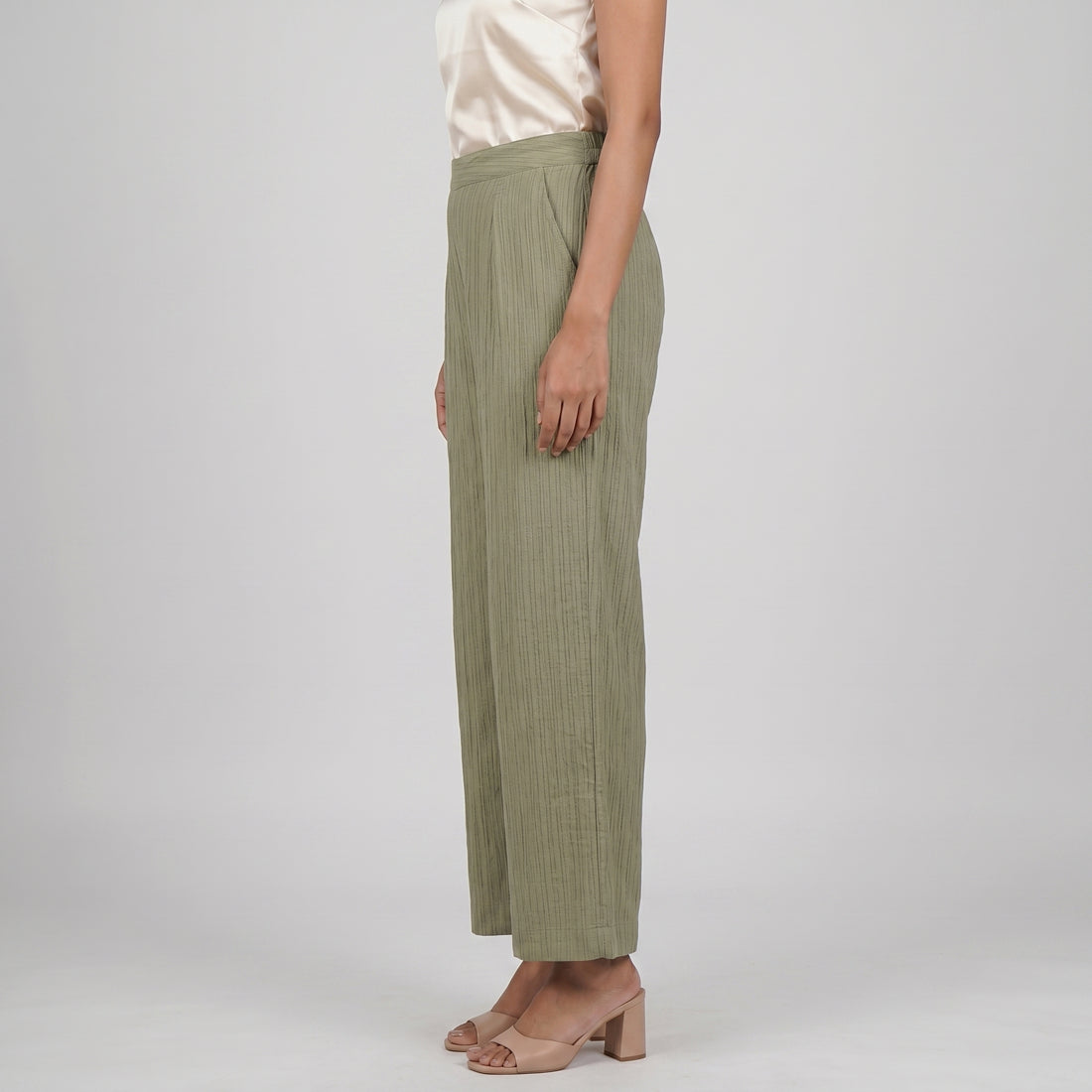 Structured High Rise Straight Pants