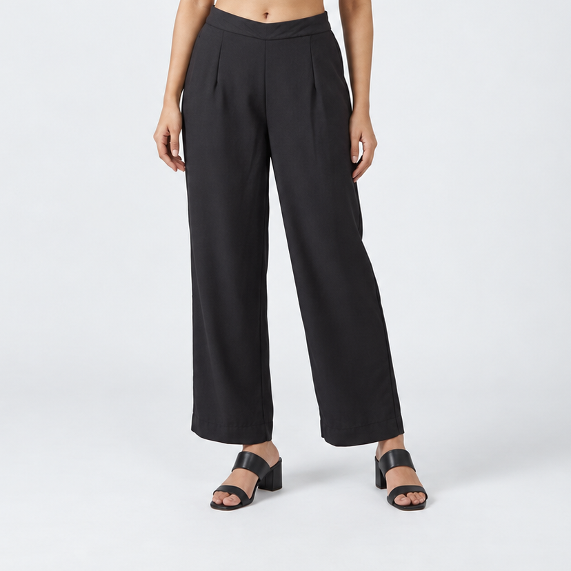 Solid Straight High Rise Pants