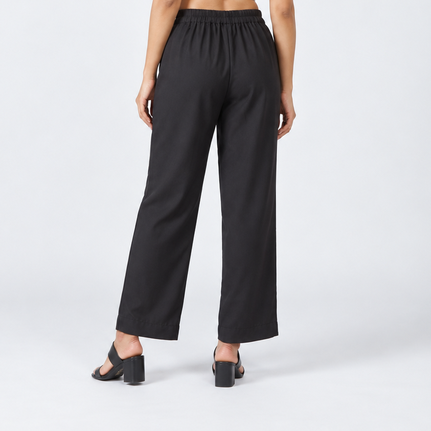Solid Straight High Rise Pants