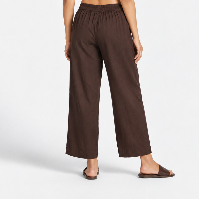 Solid Straight High Rise Pants