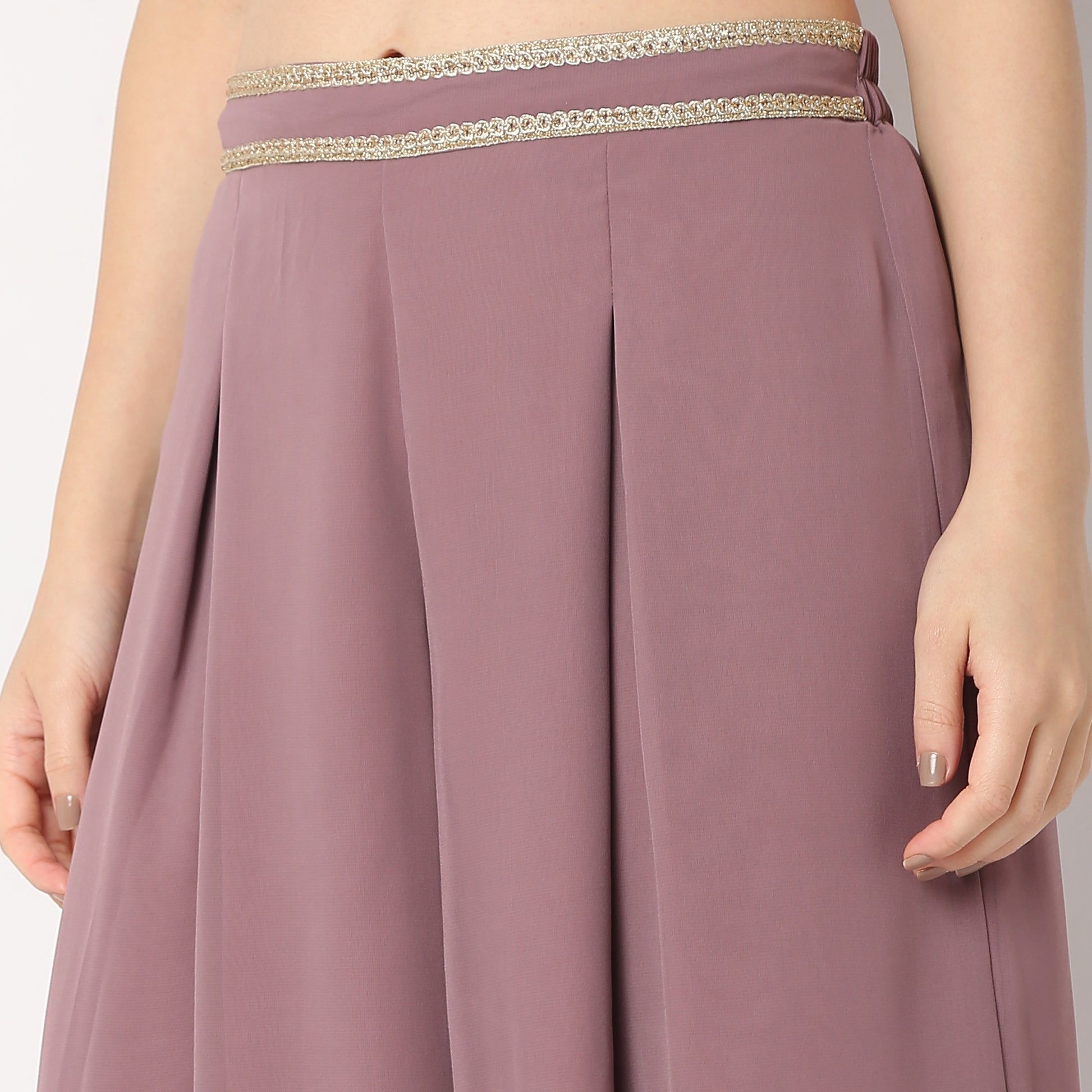 Flare Fit Embroidered Top with Palazzo & with Shrug Set