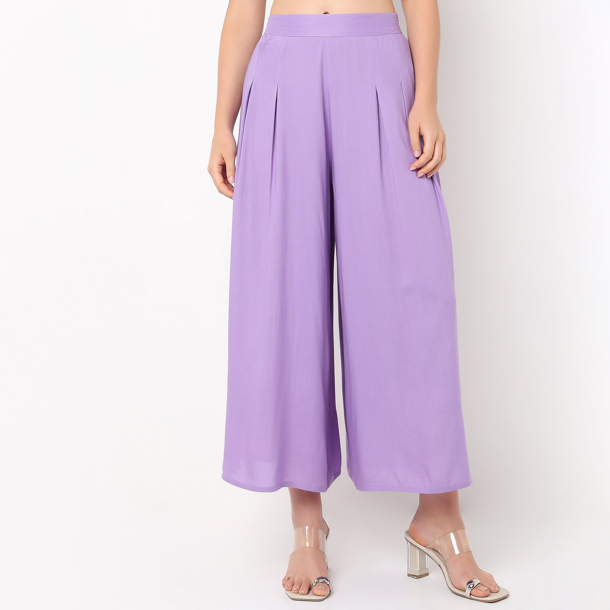 Flare Fit Printed Top with Palazzo and Shrug Set