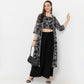Flare Fit Printed Square Neck Shrug with Crop Top and Pant Set