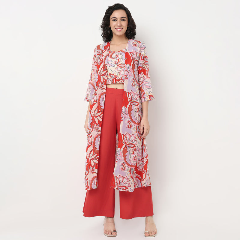 Order Now Women Print Square Neck Straight Relaxed Fit High Rise Ethnic Wear Fusion Set by Style Union
