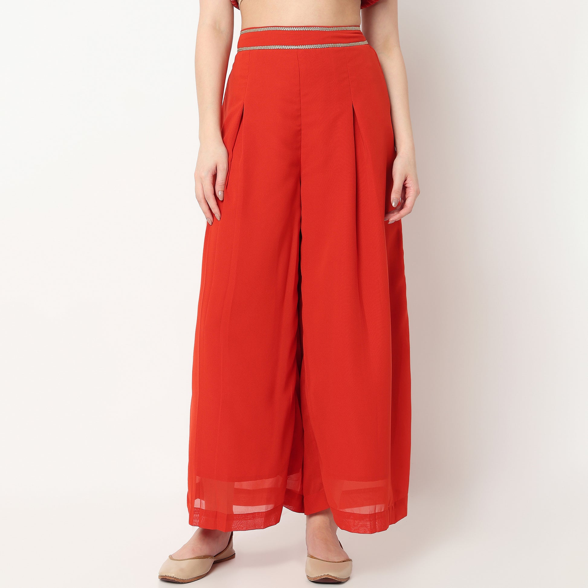 Printed Crop Top with Palazzo with Shrug Set