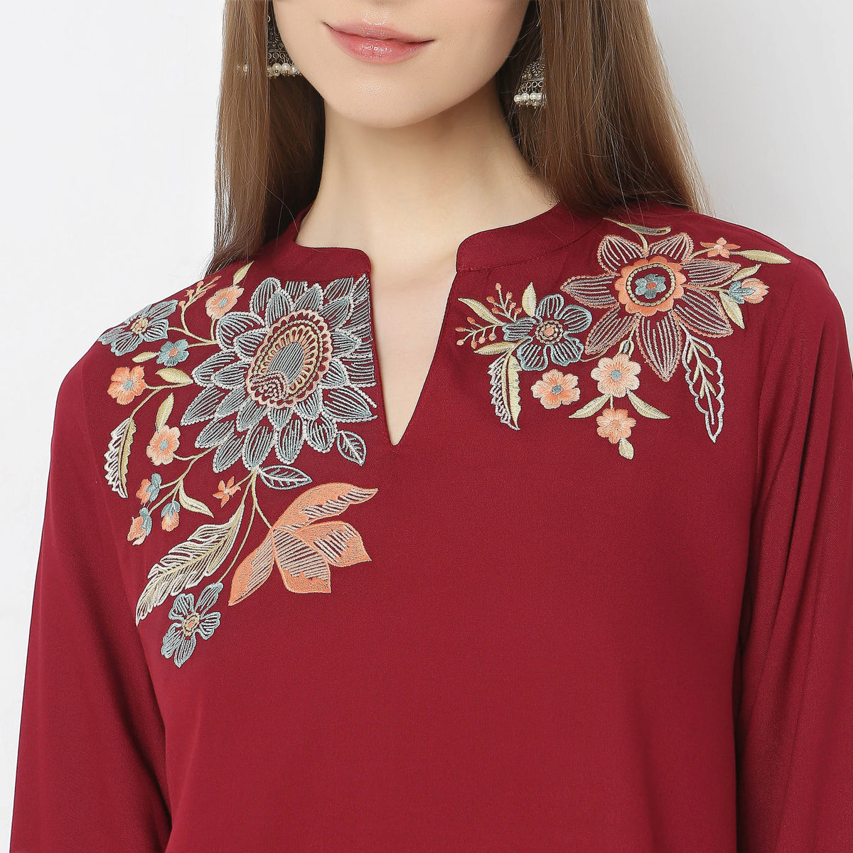 Regular Fit Embroidered Top