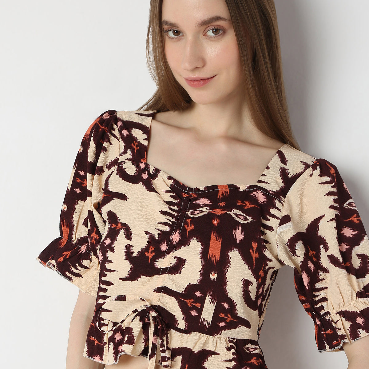 Printed Square Neck A-Line Top