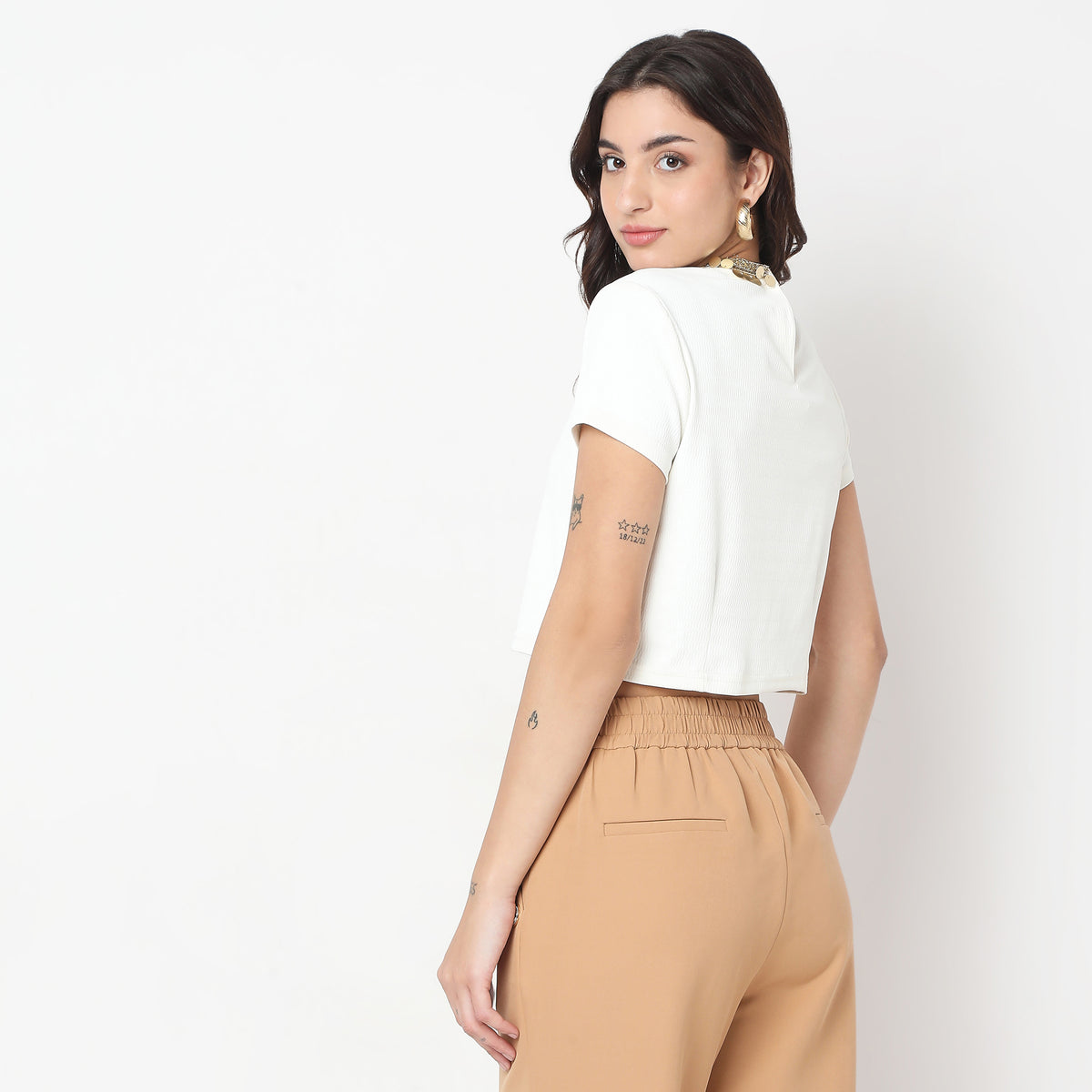 Regular Fit Solid Crop Top